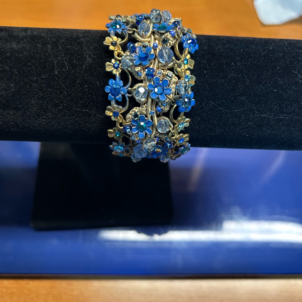 Michal Negrin Blue And Gold Floral Bracelet